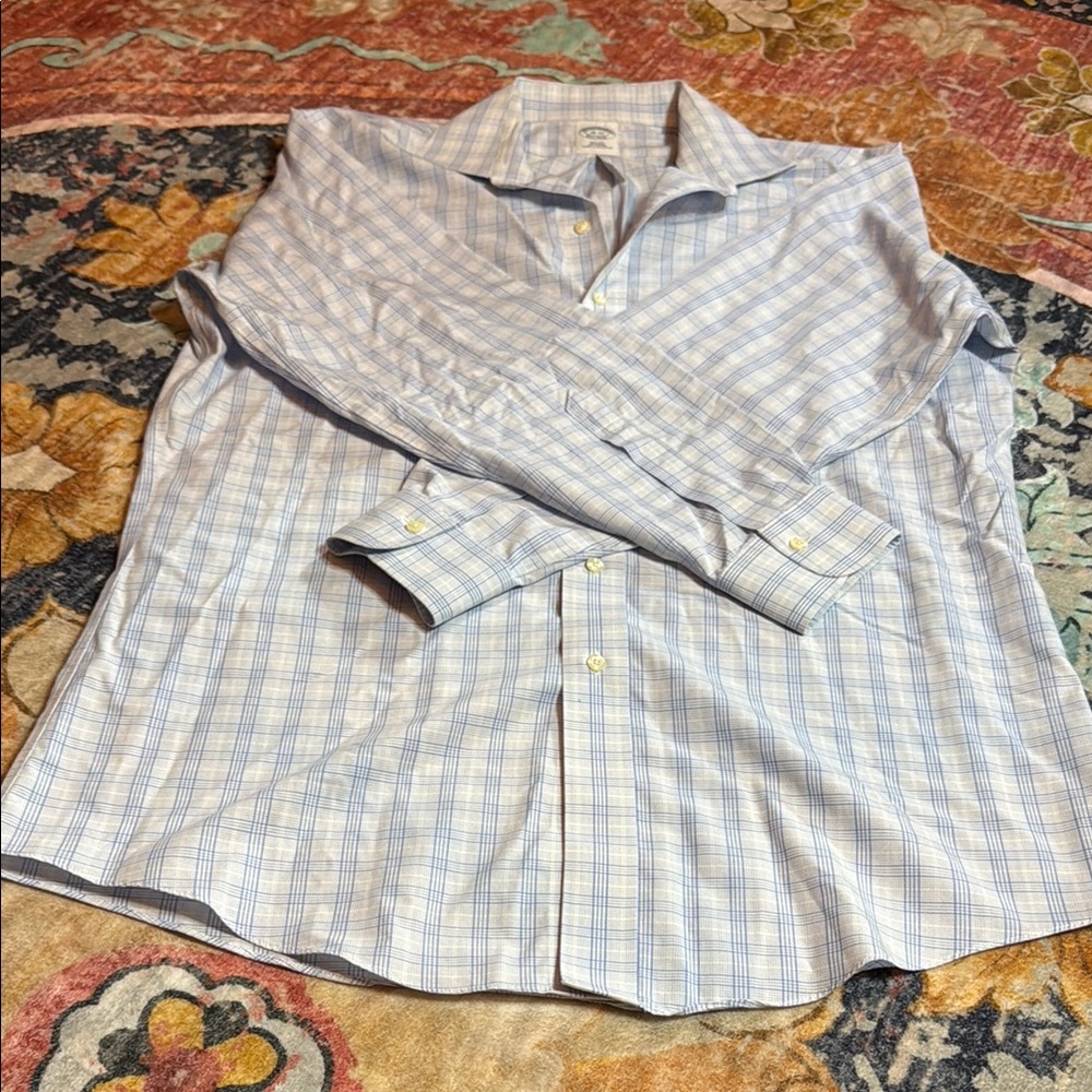 Brooks Brothers Blue Dress Shirt Classic Check Pattern